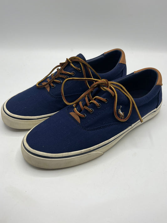 ￼ Polo Ralph Lauren, casual blue leather shoes, flat bottom 10.5 D preowned