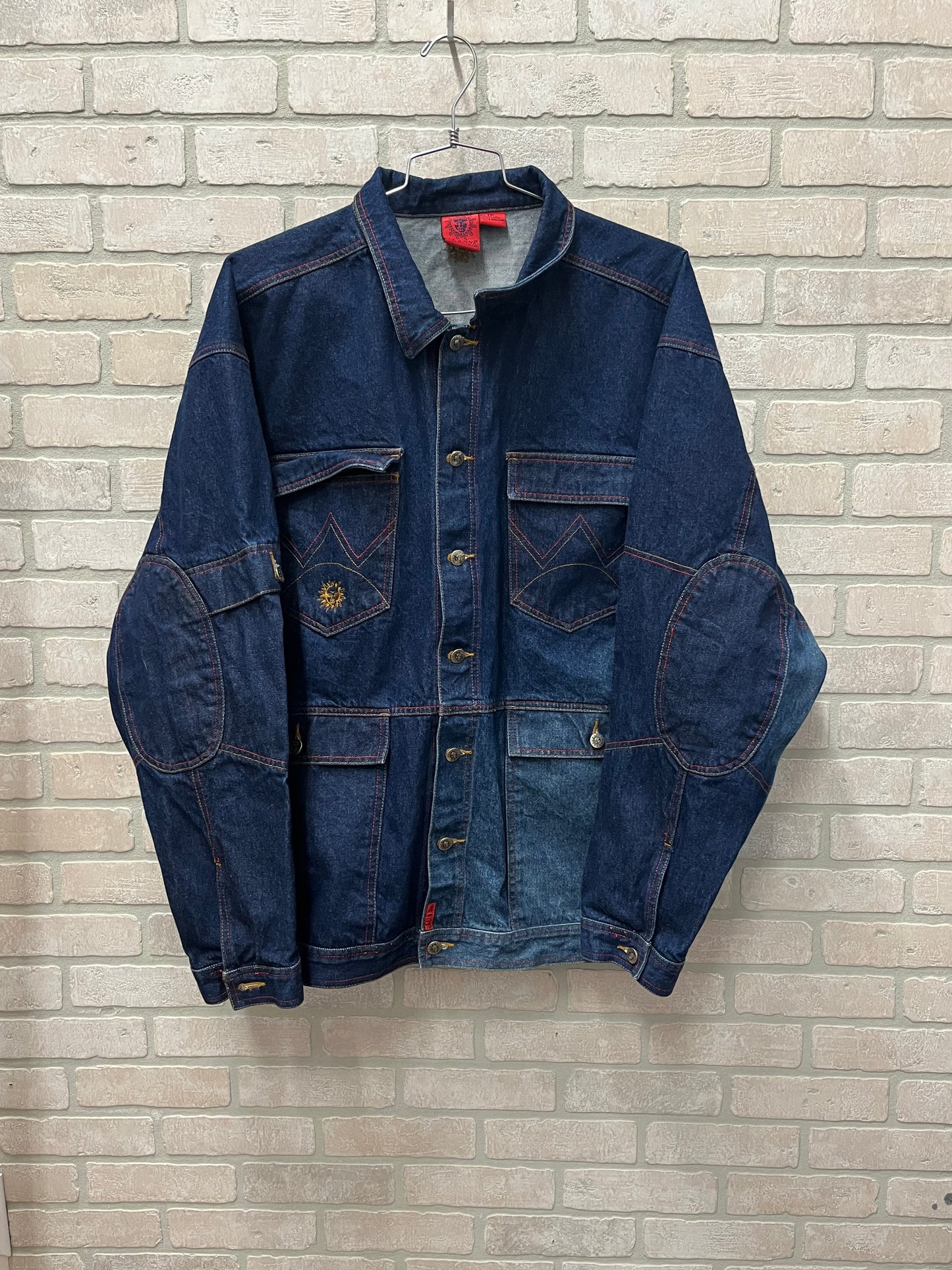 Vintage denim blue jean jacket with patches size4XL Truckers jacket