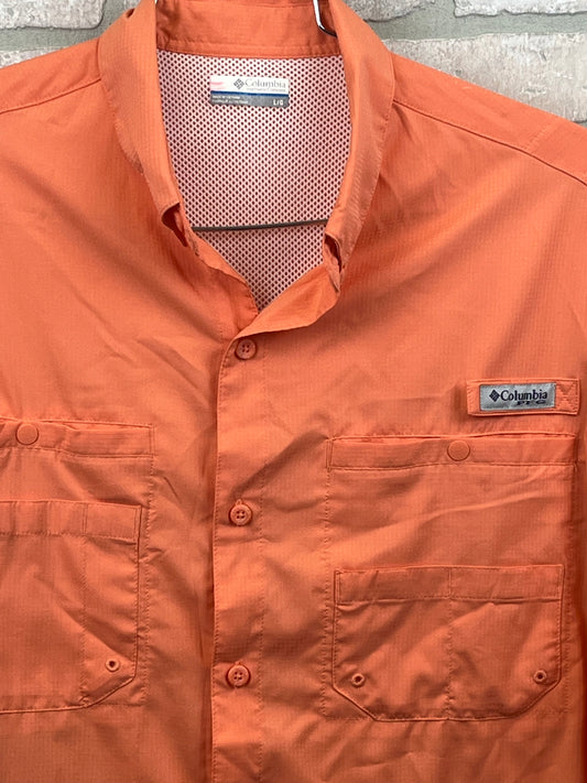 Columbia PFG fishing Shirt Men’s Long sleeve button up orange Sz L preowned ￼