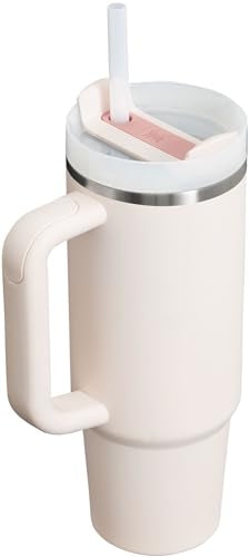 Stanley Quencher H2.0 FlowState Stainless Steel Vacuum Insulated Tumbler with Lid and Straw for Water, Iced Tea or Coffee, Smoothie and More, Rose Quartz 2.0, 30oz