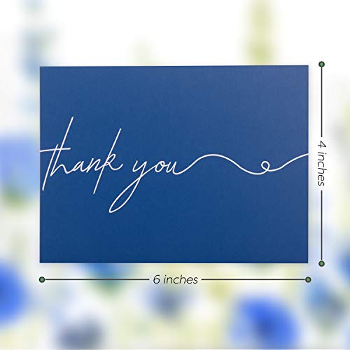 120 Thank You Notes with Envelopes Set for a Personal Touch - Blank Thank You Cards With Envelopes & Stickers - Navy Blue Personalized Bulk Thank You Cards Set - Classic, Professional & Simple - 4 x 6