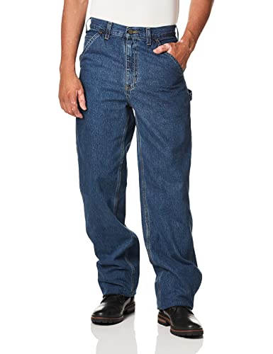 Carhartt Men's Washed Denim Original Fit Work Dungaree B13,Deepstone,34 x 28