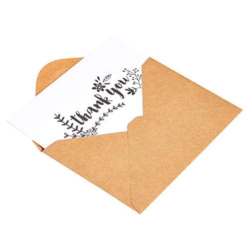 Amazon Basics Thank You Cards and Envelopes, 48 Count, Black and White