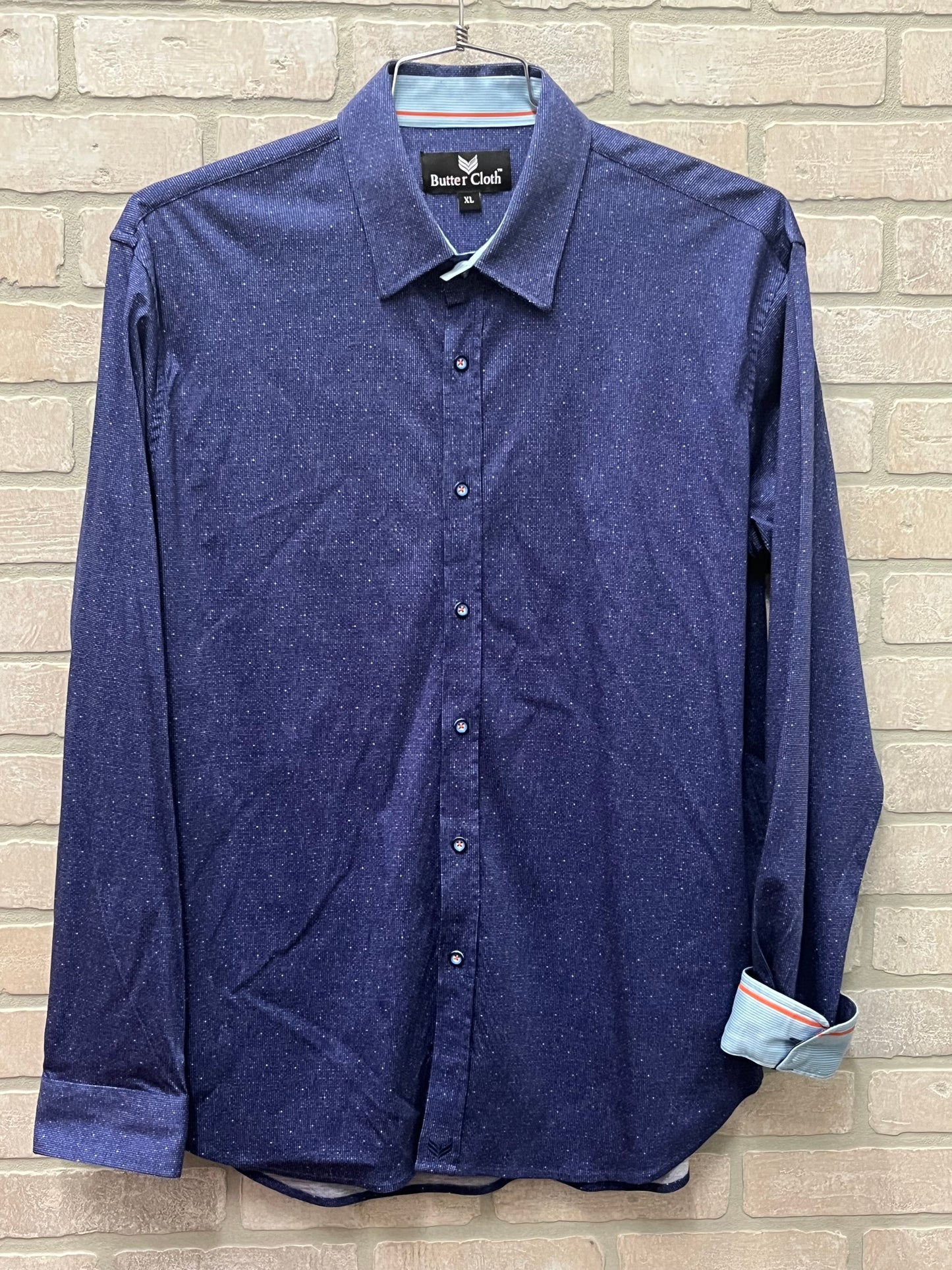 Butter cloth long sleeve button up blue casual shirt extra large preowned