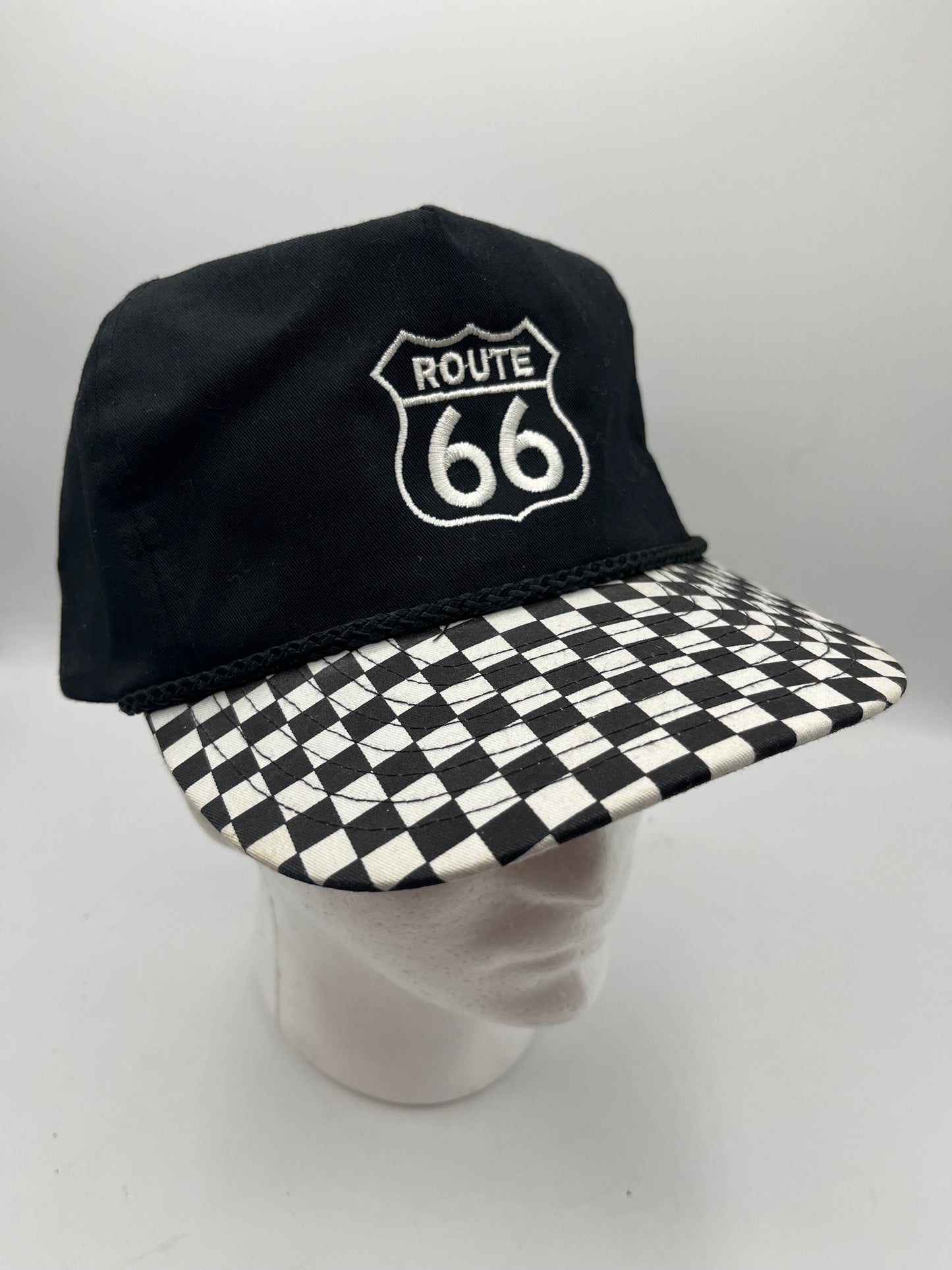 Route 66 snapback ball cap truckers hat, adjustable, black preowned