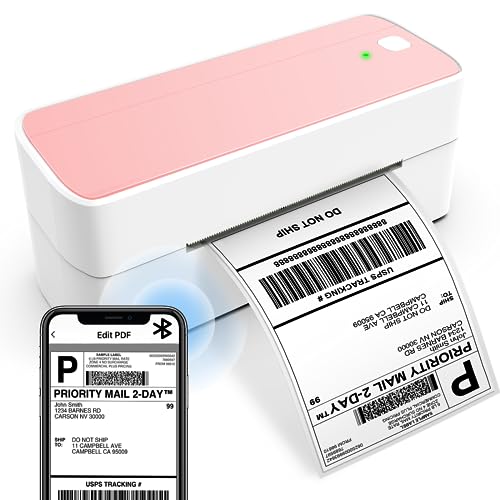 ASprink Bluetooth Thermal Label Printer, 241BT Wireless Shipping Label Printer for Small Business & Packages, Pink Thermal Label Printer Shipping Label Maker, Compatible with iPhone, USPS, Amazon