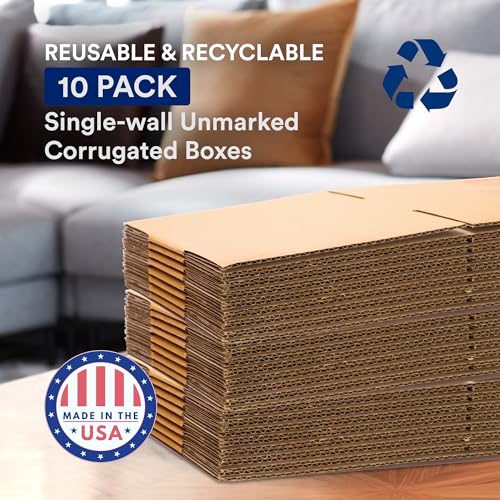 BOX USA Moving Boxes Medium 18"L x 14"W x 12"H 10-Pack | Corrugated Cardboard Box for Shipping, Mailing, Packing, Packaging and Storage 18x14x12