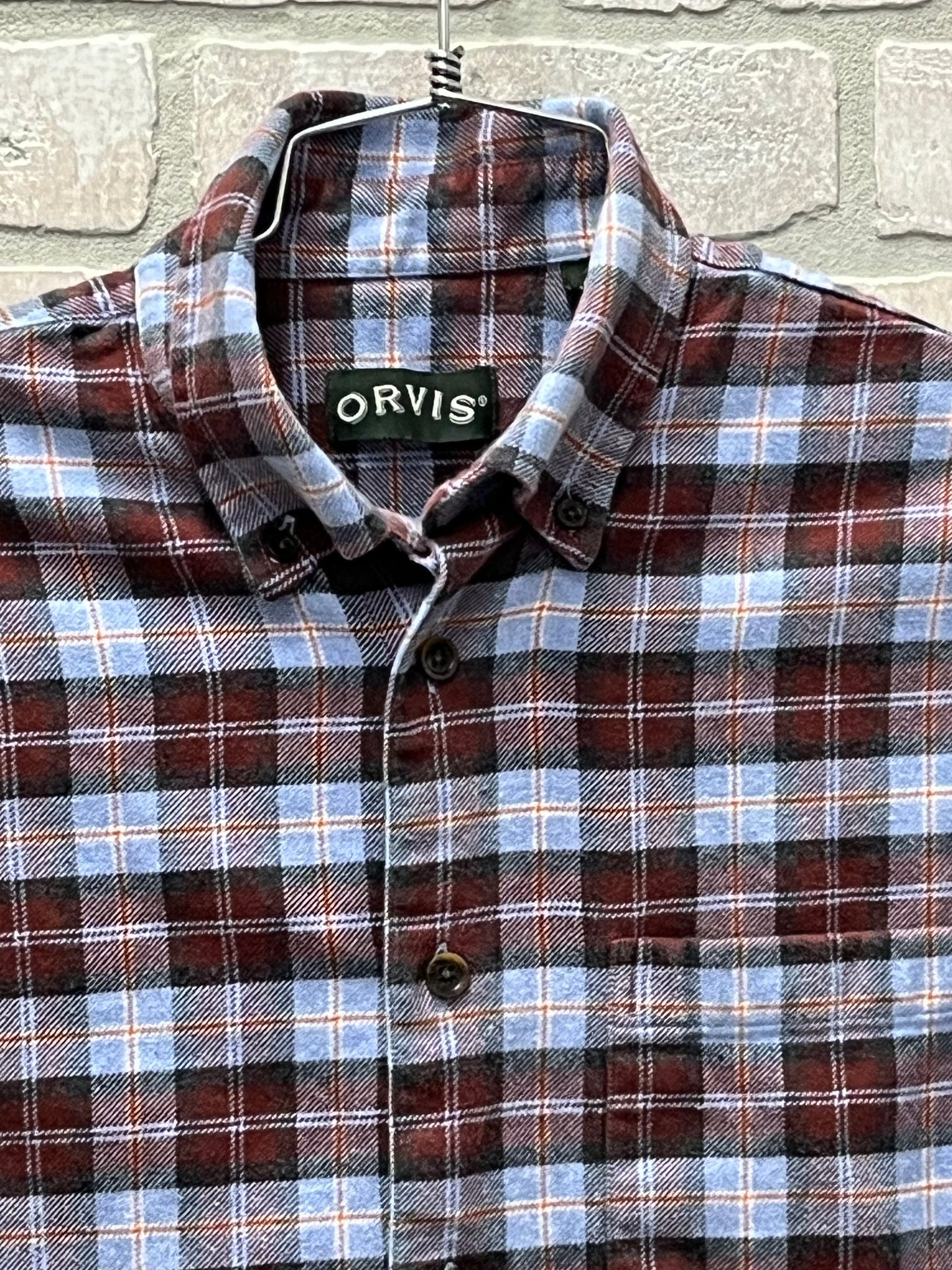 Orvis flannel shirt, long sleeve size medium tartan plaid luxury flannel preowned