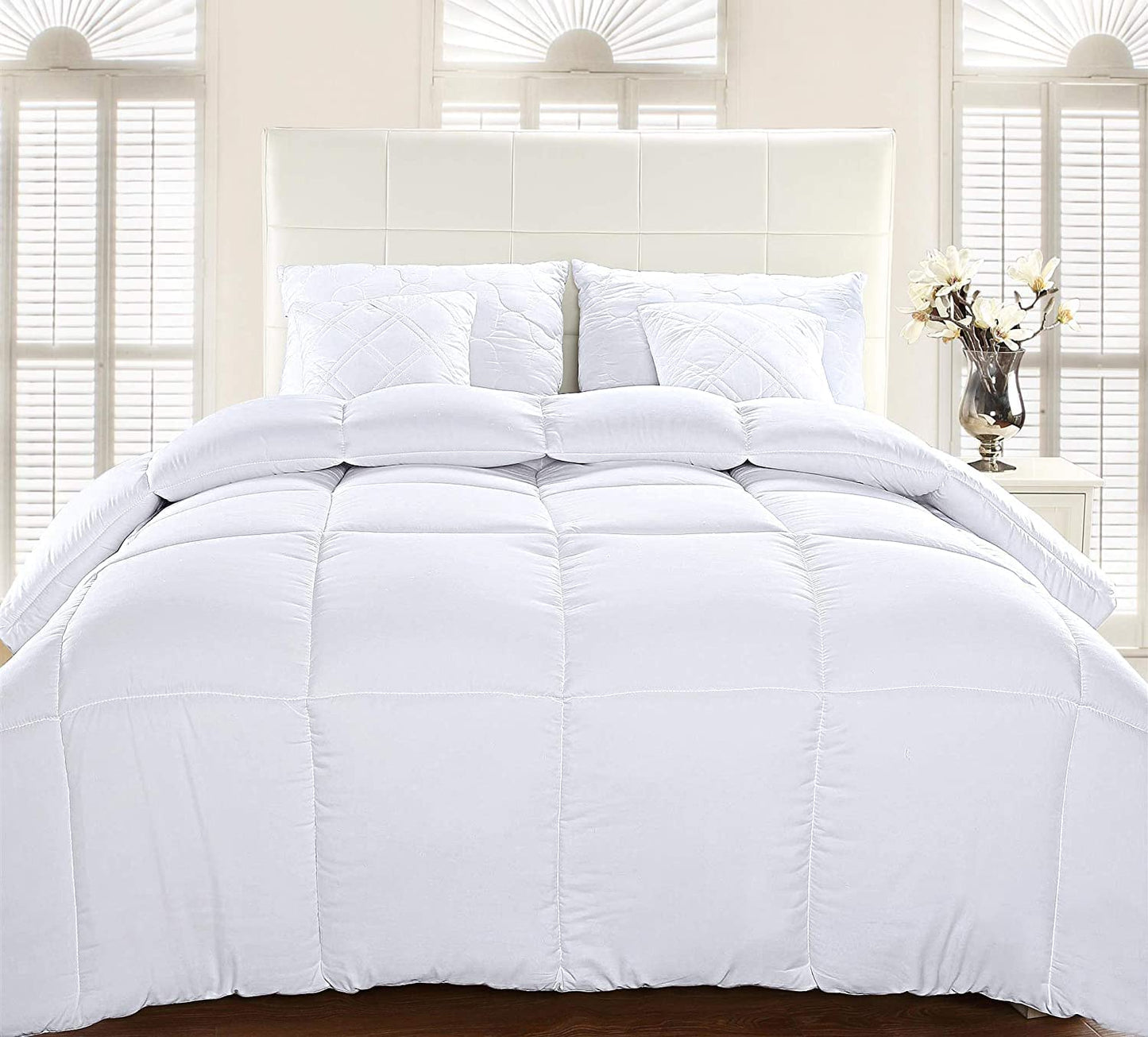 Utopia Bedding Comforter Duvet Insert - Quilted Comforter with Corner Tabs - Box Stitched Down Alternative Comforter (Queen, White)