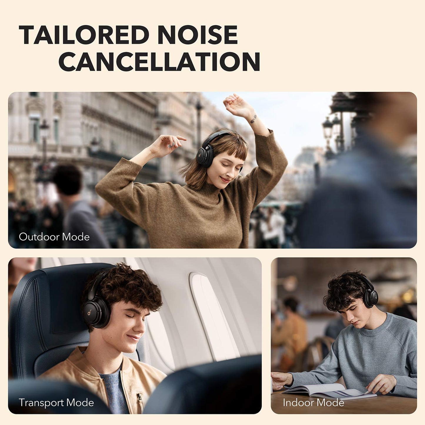 Soundcore by Anker Life Q30 Hybrid Active Noise Cancelling Headphones with Multiple Modes, Hi-Res Sound, Custom EQ via App, 40H Playtime, Comfortable Fit, Bluetooth, Multipoint Connection