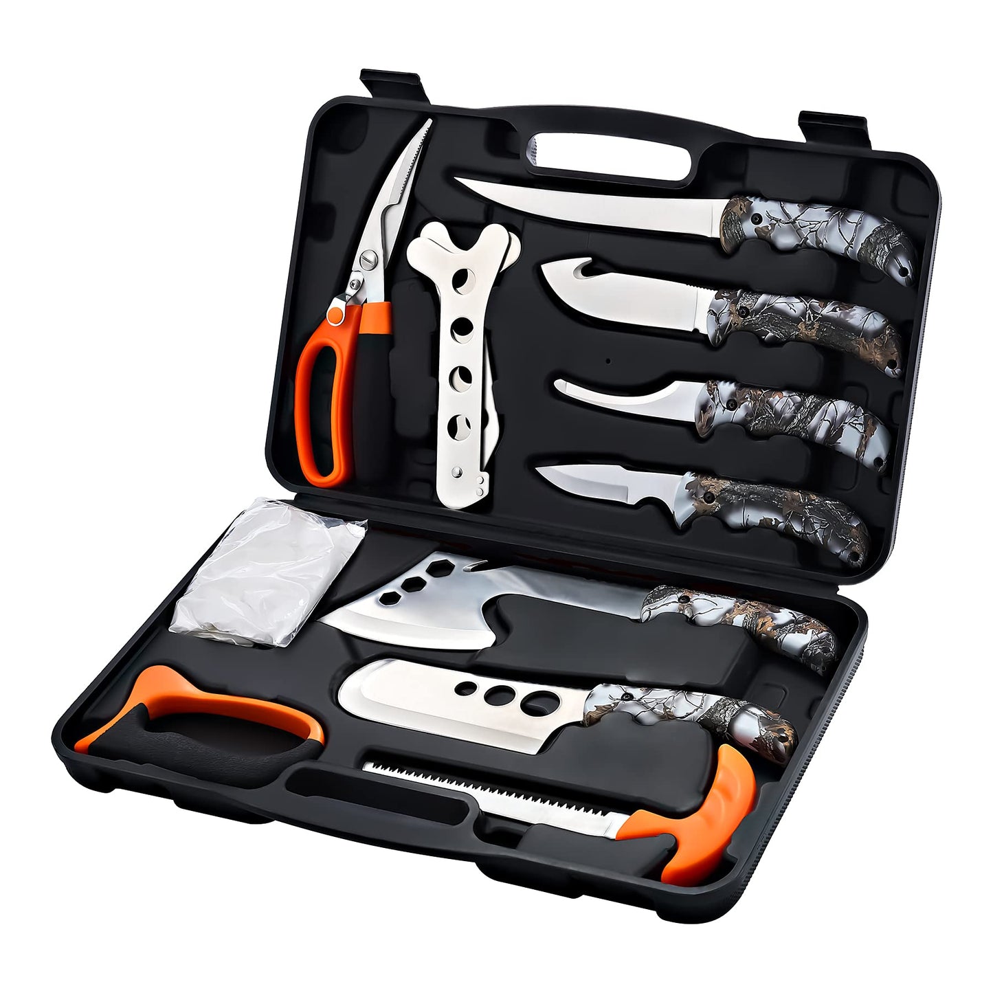 KNINE OUTDOORS Hunting Deer Knife Set Field Dressing Kit Portable Butcher Game Processor Set, 12 Pieces