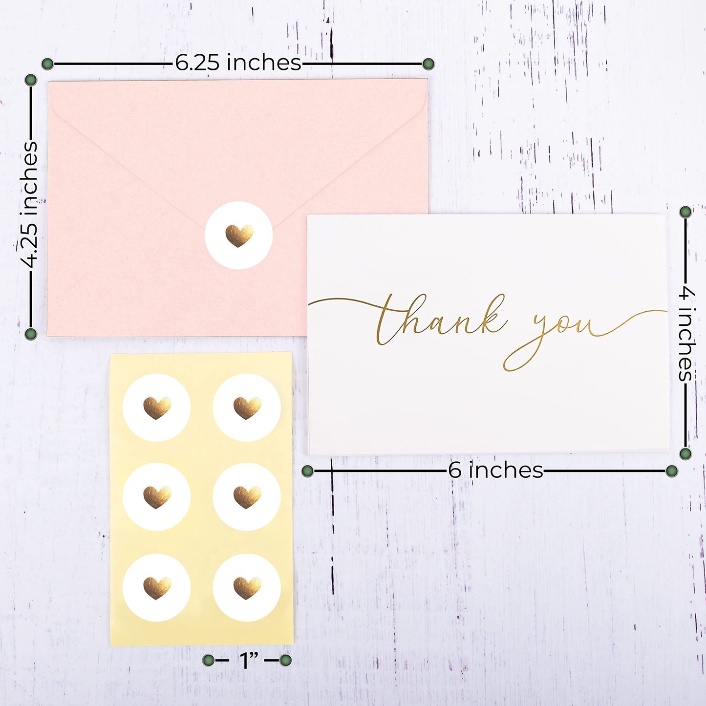 100 Bulk Thank You Cards with Envelopes - Blank Cards and Envelopes - Thank You Cards Wedding with Envelopes Set - Gold Script Thank You Notes - Thank You Cards Bridal Shower (4 x 6 Inches) (100 Pack)