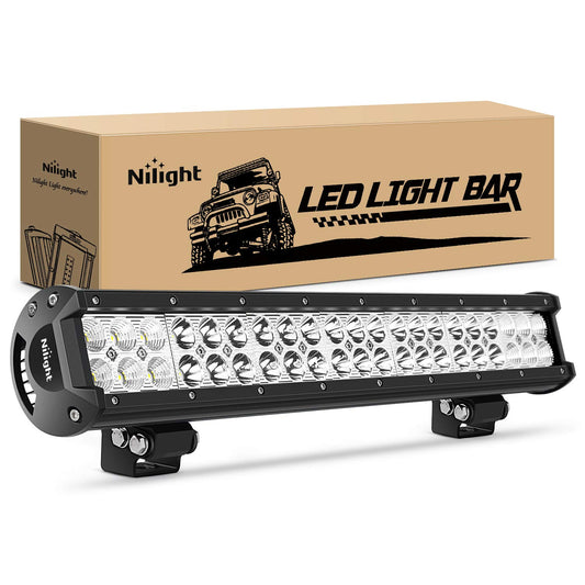 Nilight - 60005C-A 20Inch 126W Spot Flood Combo Led Light Bar Off Road Lights Boat Lighting Fog Light Driving Lights LED Work Light for Trucks, 2 Years Warranty