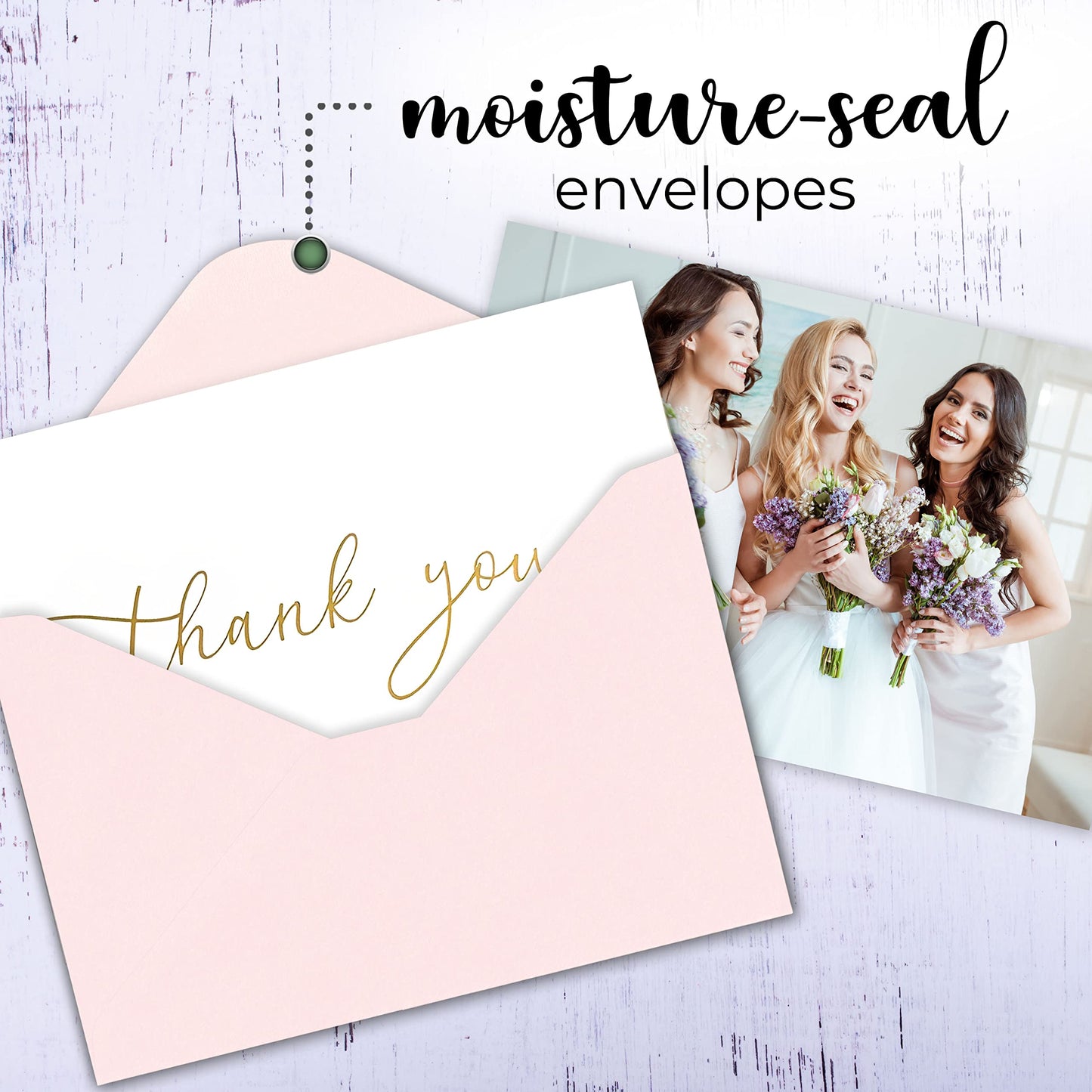 100 Bulk Thank You Cards with Envelopes - Blank Cards and Envelopes - Thank You Cards Wedding with Envelopes Set - Gold Script Thank You Notes - Thank You Cards Bridal Shower (4 x 6 Inches) (100 Pack)