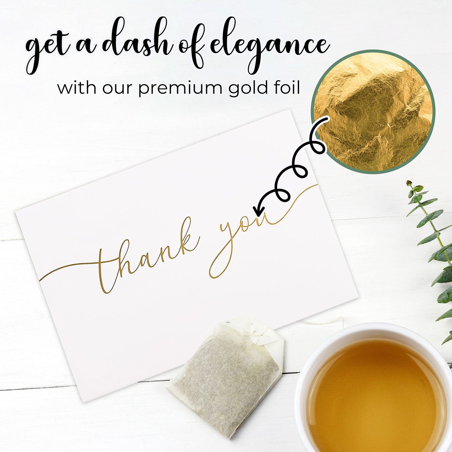 100 Bulk Thank You Cards with Envelopes - Blank Cards and Envelopes - Thank You Cards Wedding with Envelopes Set - Gold Script Thank You Notes - Thank You Cards Bridal Shower (4 x 6 Inches) (100 Pack)