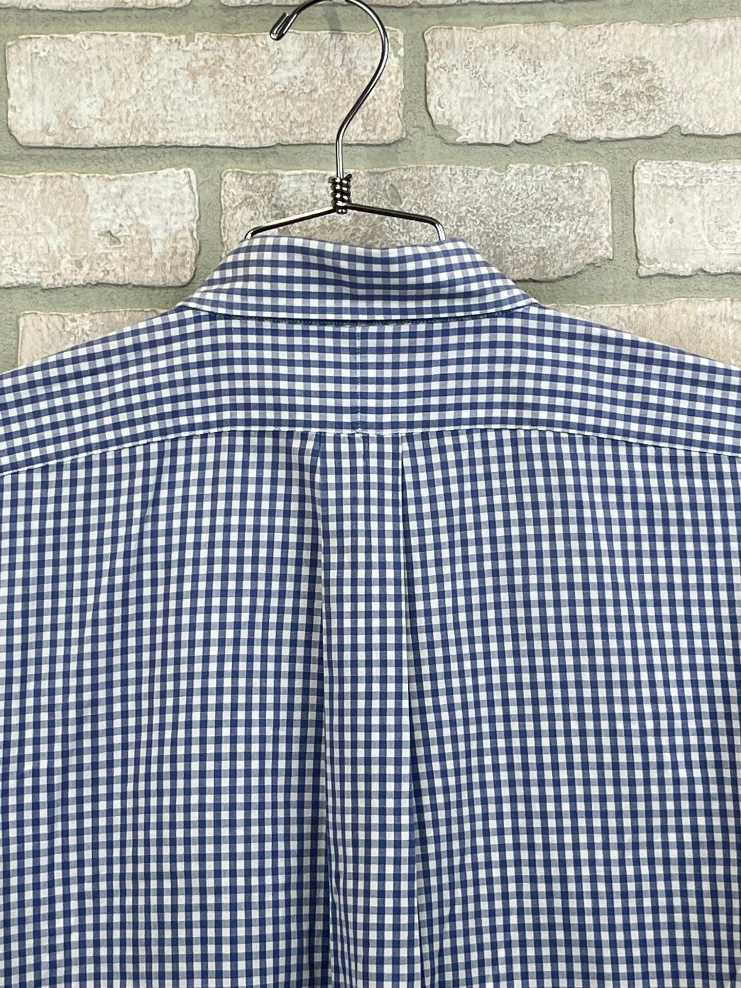 Ralph Lauren, golf short sleeve button up shirt, size large, blue, check, picnic plaid preowned