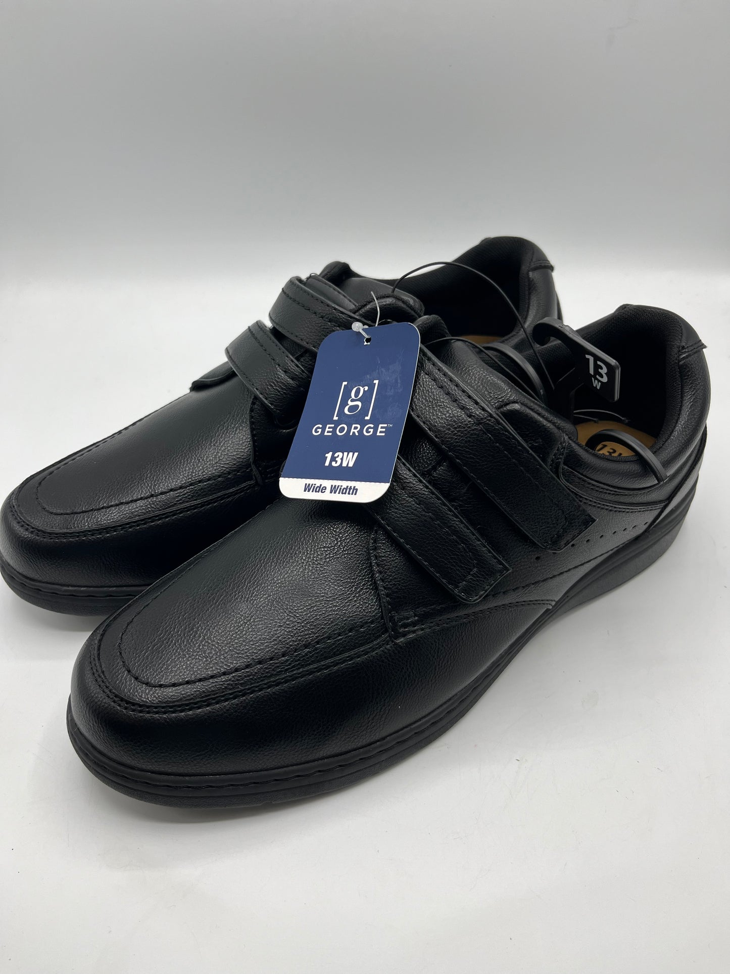 George casual black shoe size 13 wide strap opening