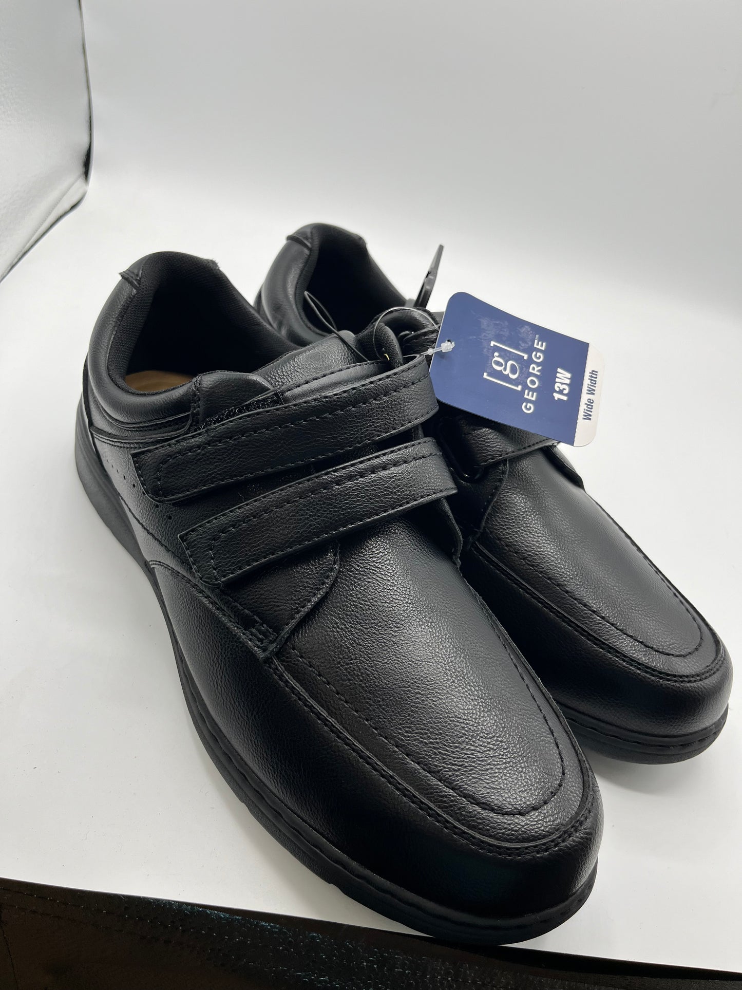 George casual black shoe size 13 wide strap opening