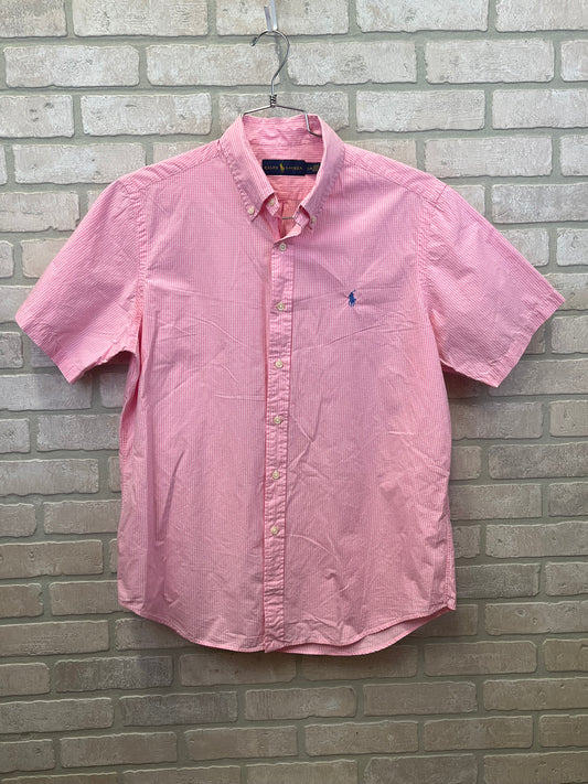 Polo Ralph Lauren, short sleeve shirt, button up Sz L pink checks, picnic table plaid preowned