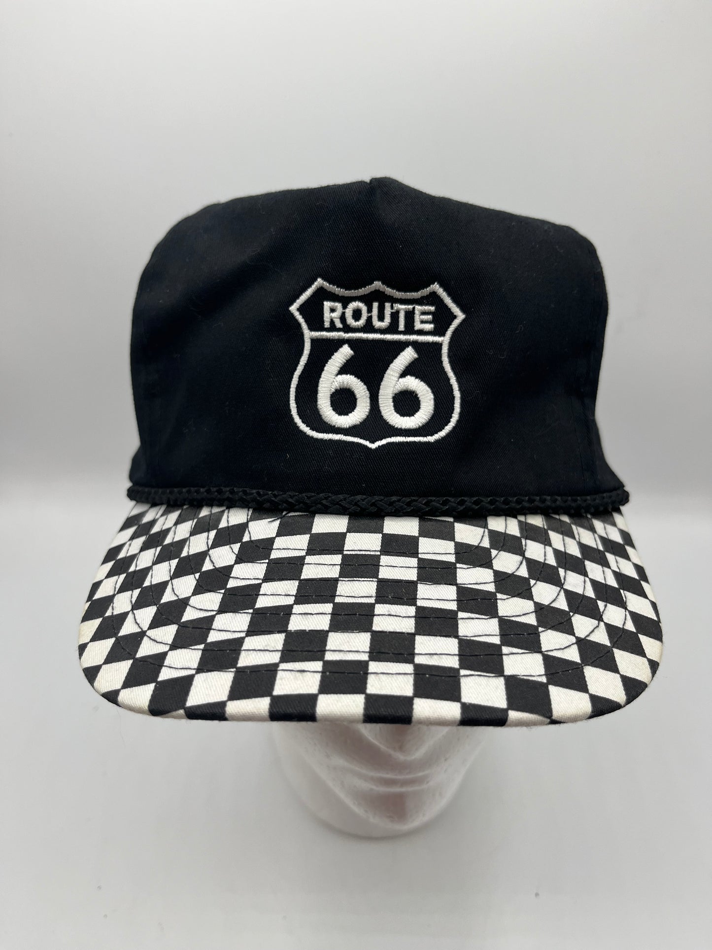 Route 66 snapback ball cap truckers hat, adjustable, black preowned