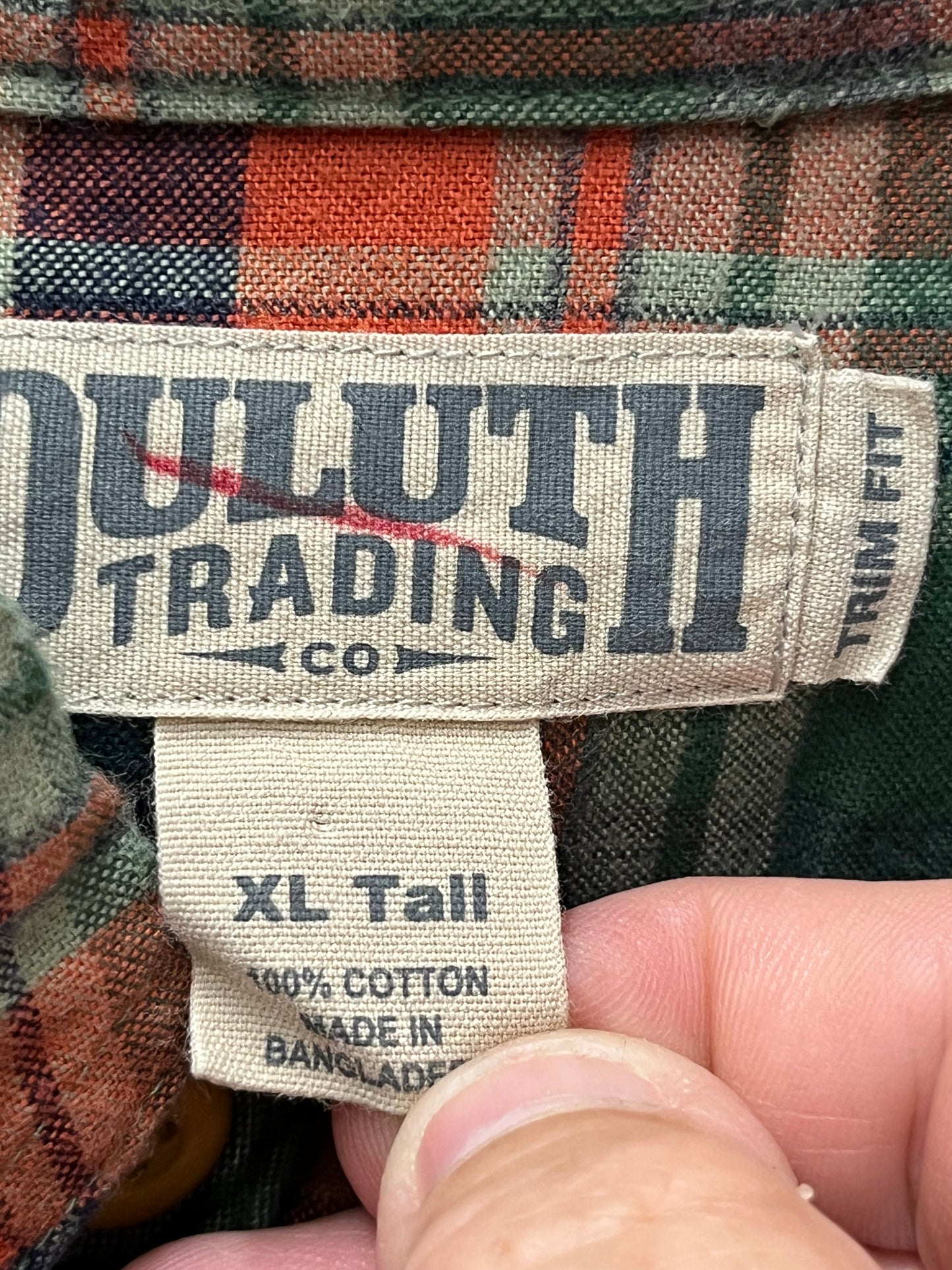 Duluth trading Co.long sleeve, button up flannel shirt men’s size extra large tall trim fit preowned