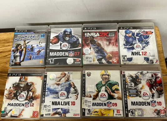 A lot of 8 PlayStation 3, sports games football basketball, hockey, athletic games preowned