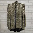 Vintage David Rose Night Gold Sequin Jacket Cardigan Party Evening Sz Small USA