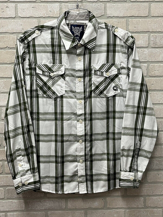 Akademiks Shirt Men's Size 2XL Green Plaid Long Sleeve Button Front Shirt