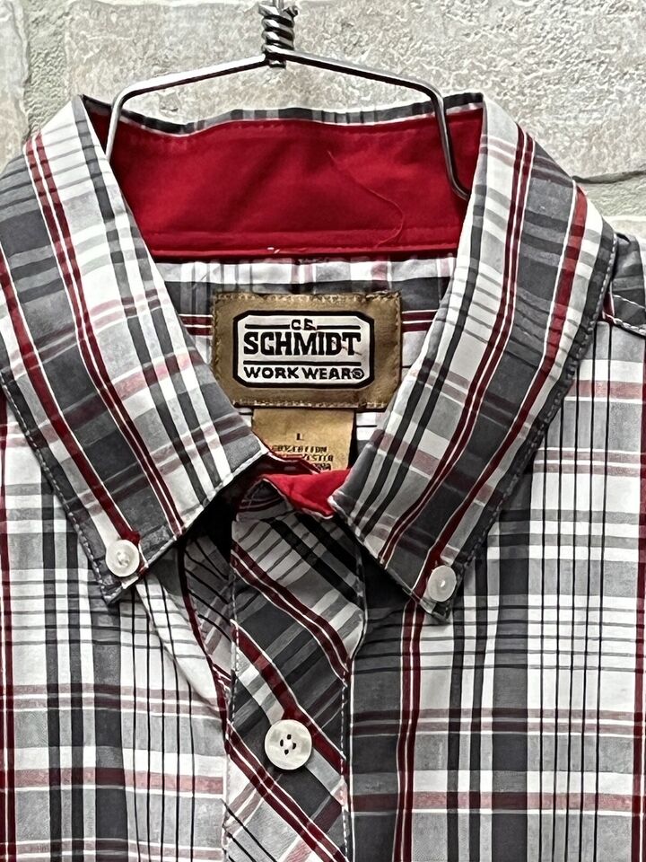 CE Shmidt Workwear Stripe Shirt Size L Short Sleeve air quality