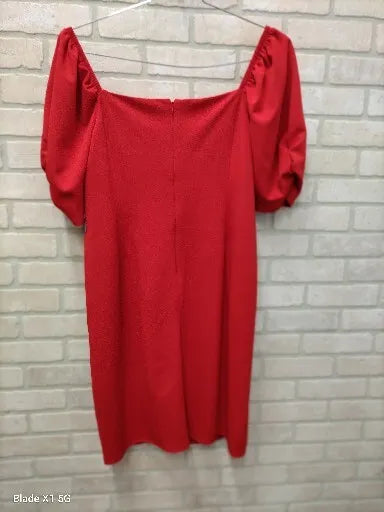 NY & C Red Midi Dress With Puff Sleeves Pencil Zip Size XXL Valentine's NWT