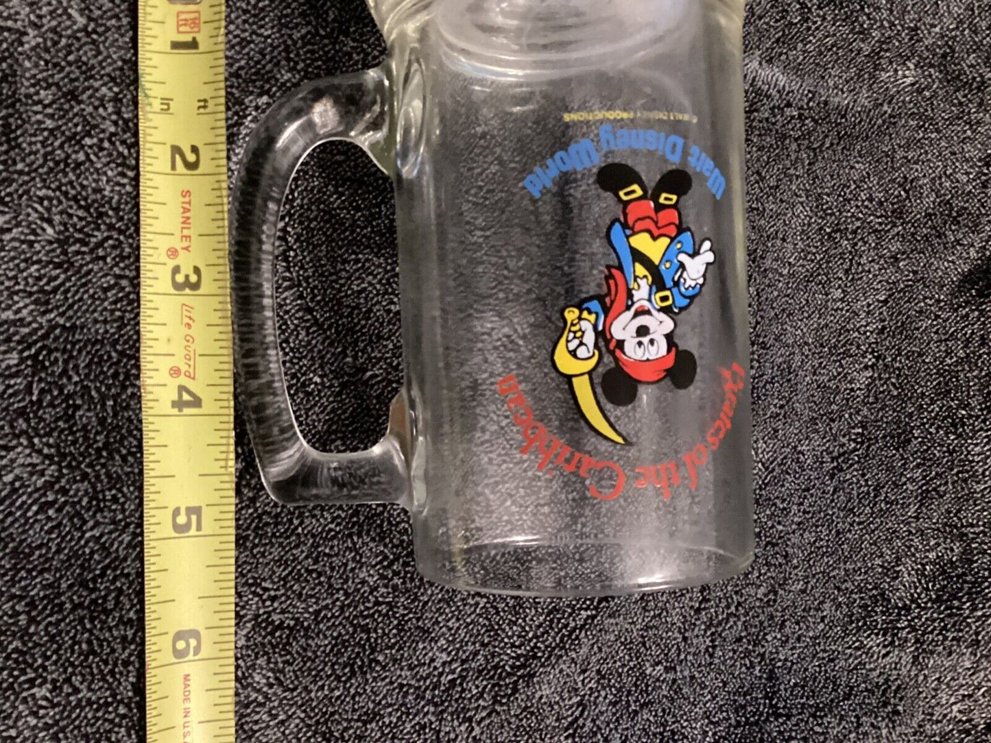 Vintage Walt Disney Productions Pirates of the Caribbean Mickey Mouse Glass Mug 