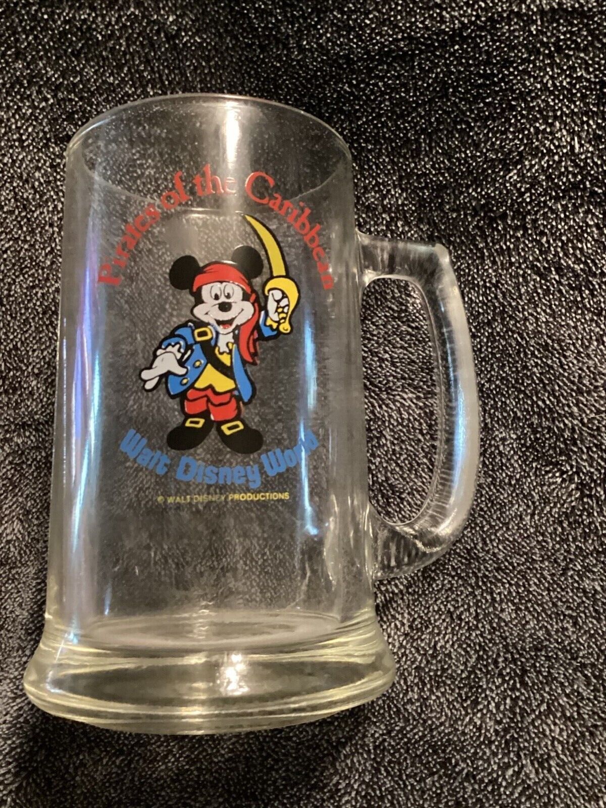 Vintage Walt Disney Productions Pirates of the Caribbean Mickey Mouse Glass Mug 