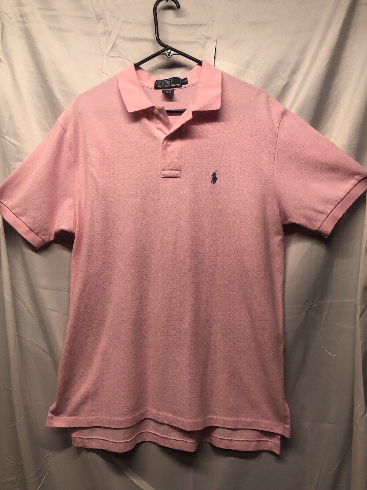 POLO RALPH LAUREN Classic Fit Solid Pink Short Sleeve Polo Shirt Size L