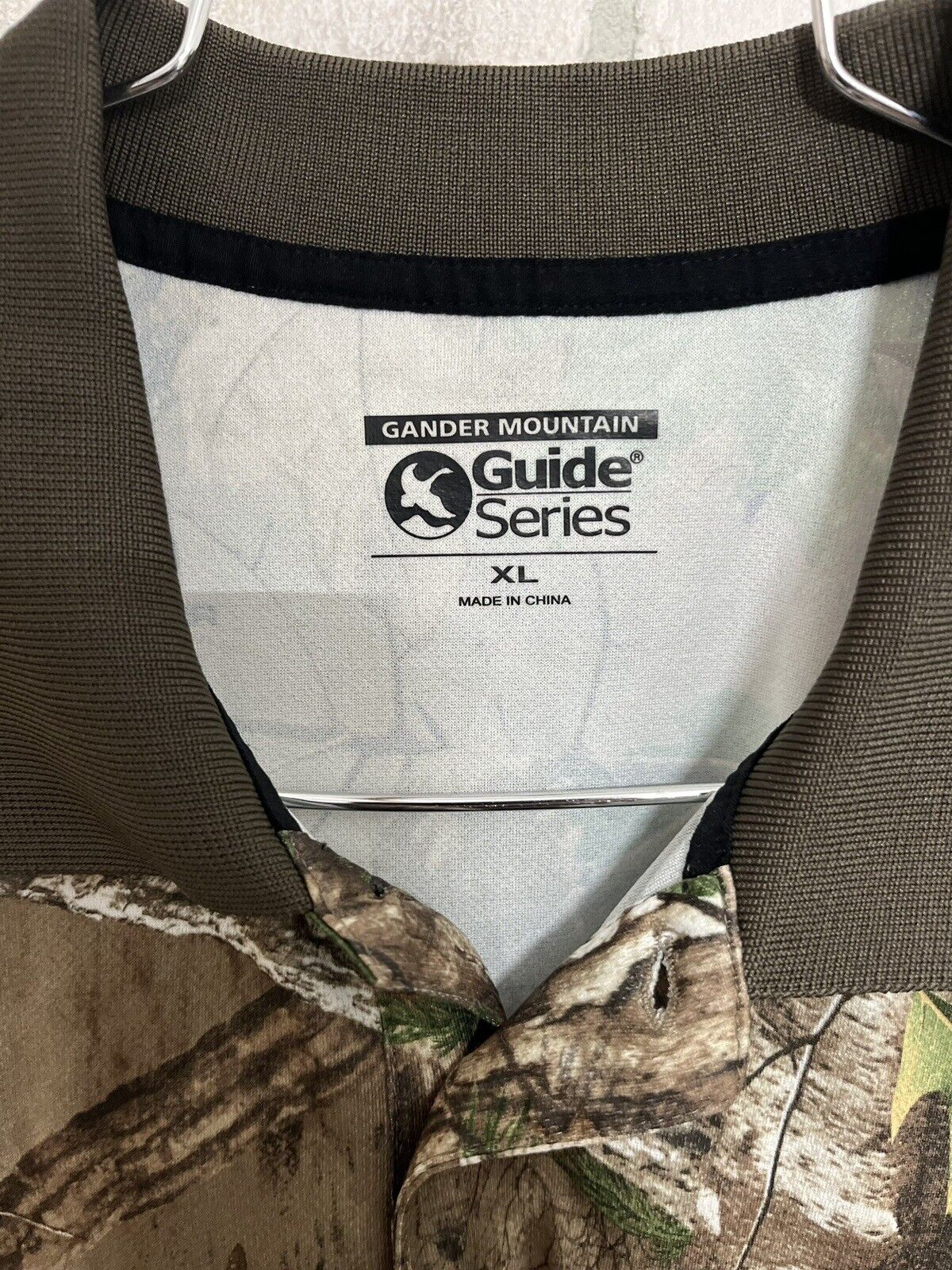 Gander Mountain Guide Series Camo Polo Shirt. Sz XL short sleeve Scencore