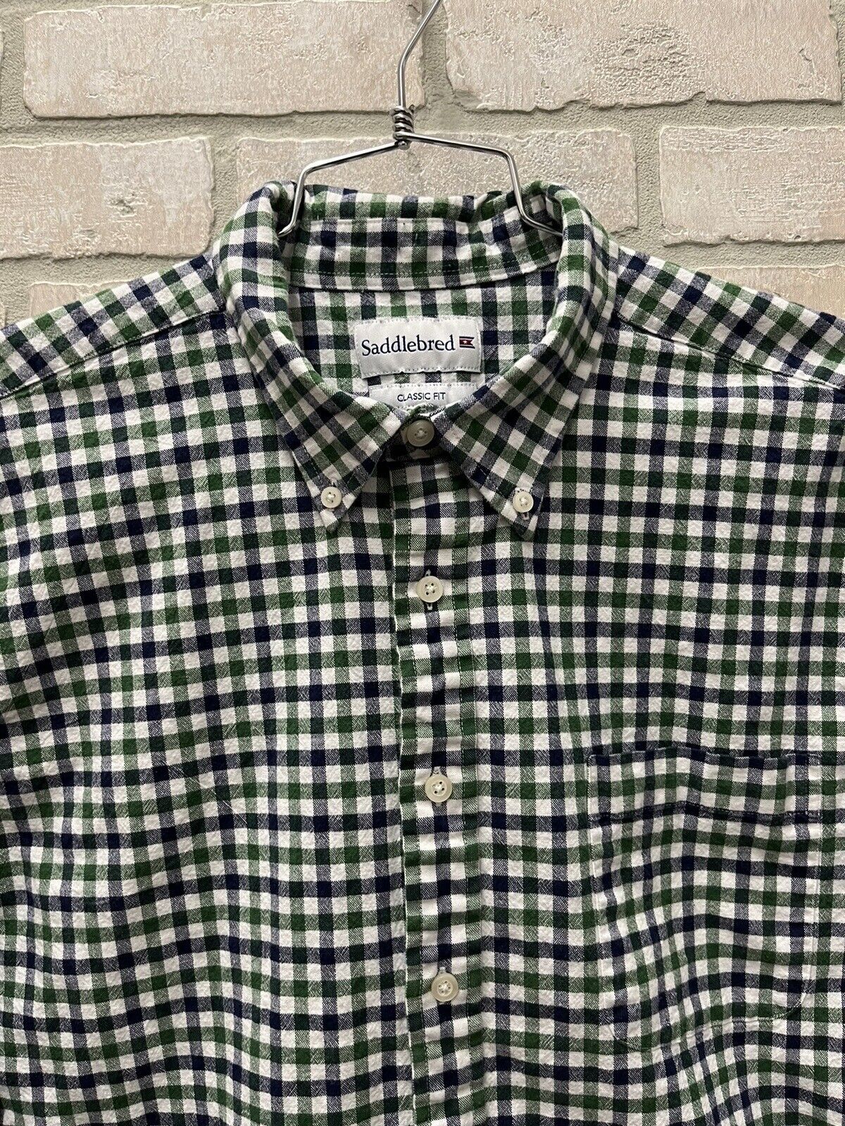 Saddlebred Button Down Short Sleeve Shirt  Men’s Size XL Classic Fit Check Plaid