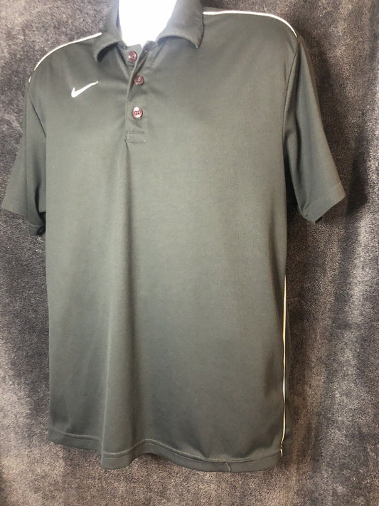 Nike Golf Dri Fit Polo Shirt Gray And White Men's Medium Athletic Short Sleeve