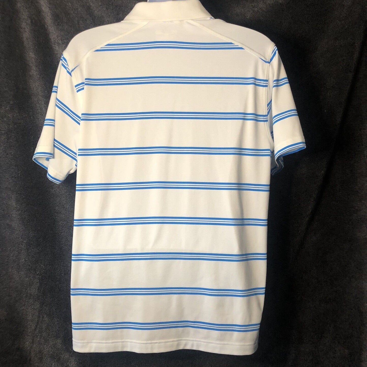 Under Armour Polo Shirt Mens Size LG/G/G blue White Loose Heat Gear Golf Striped