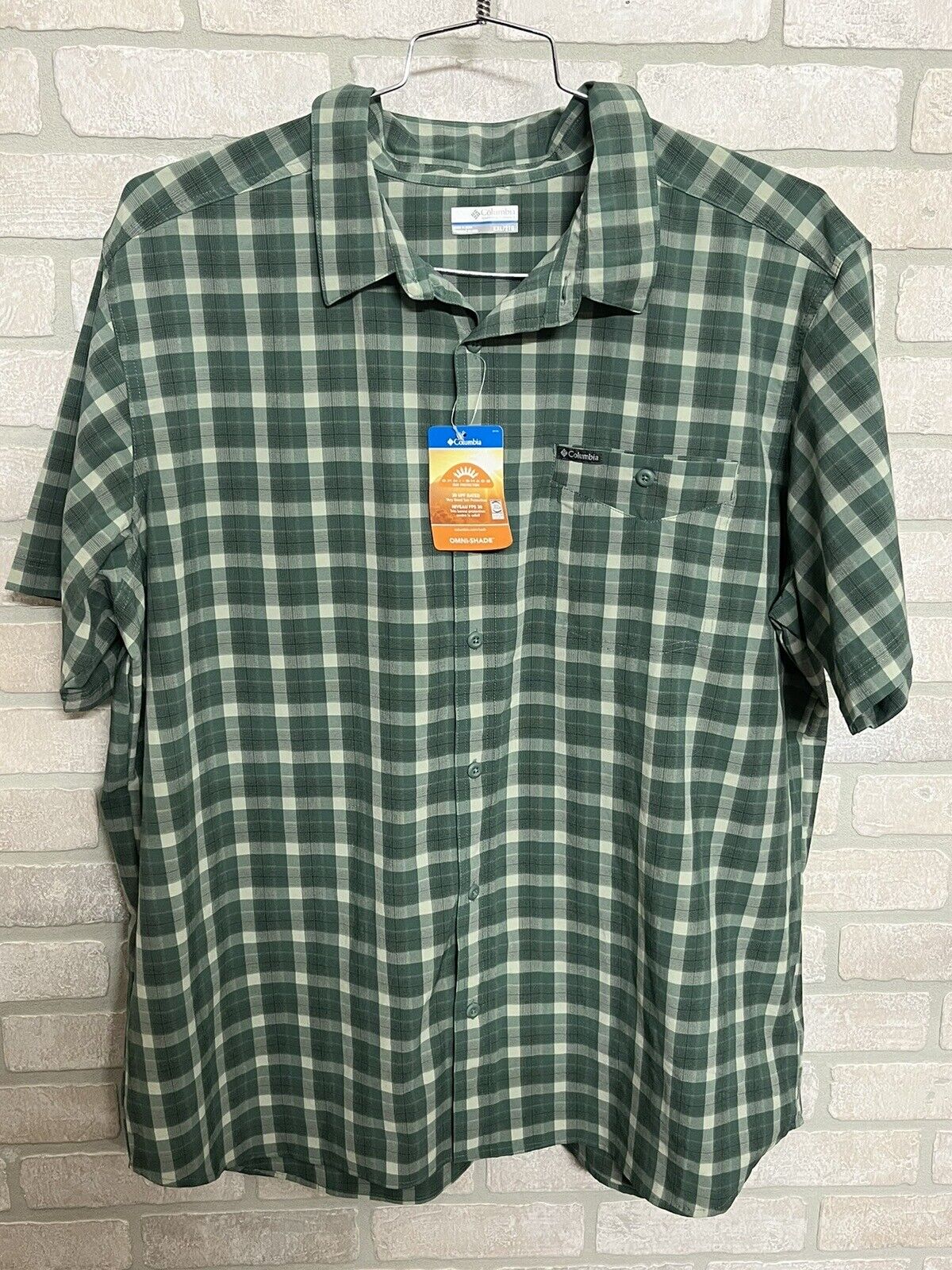 Columbia Mens Shirt Size XXL Green Silver ridge multi plaid omni shade