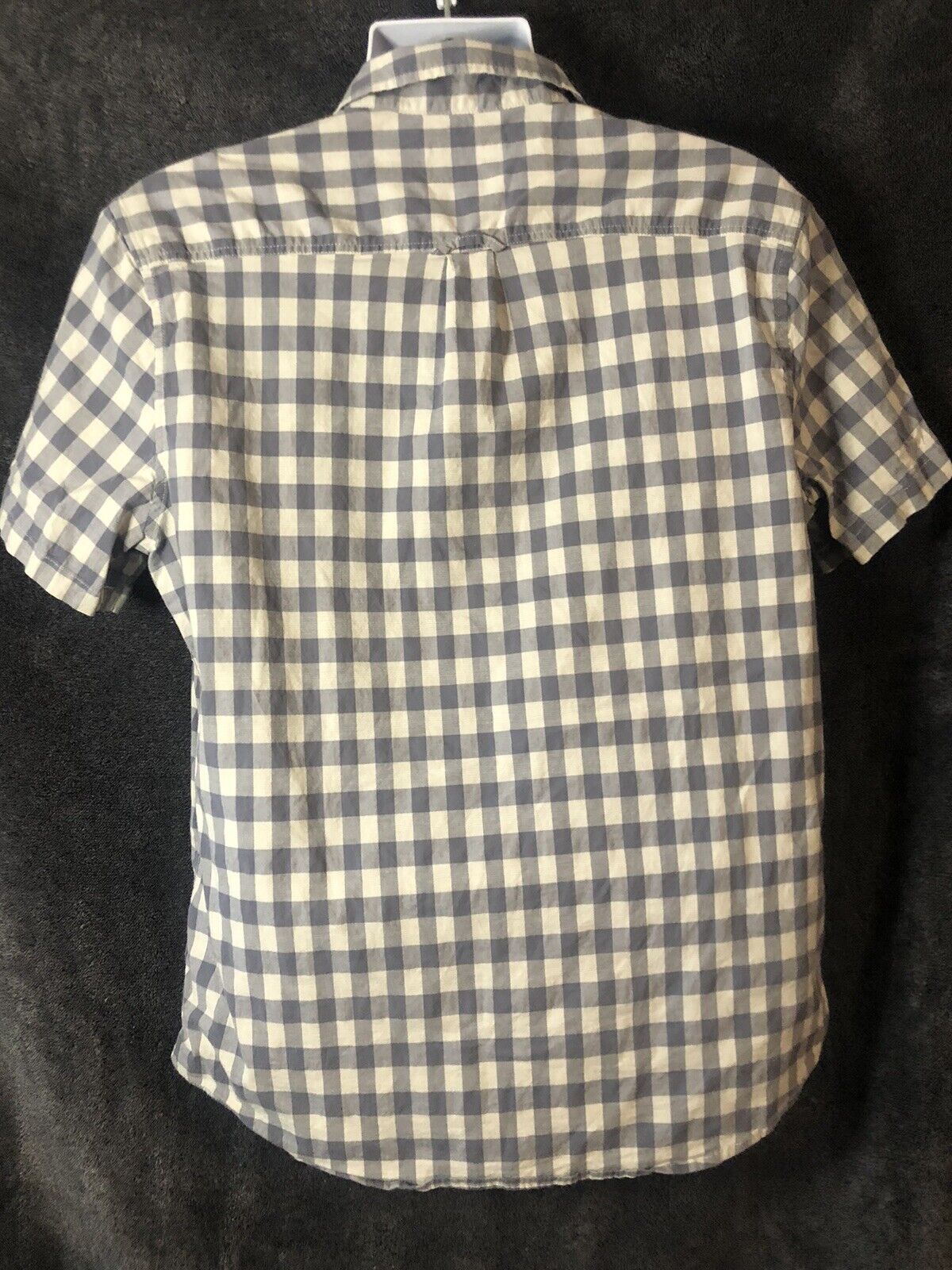 Lucky Brand Shirt Mens Size LG ButtonUp Blue Check Short Sleeve Casual ￼Stretch