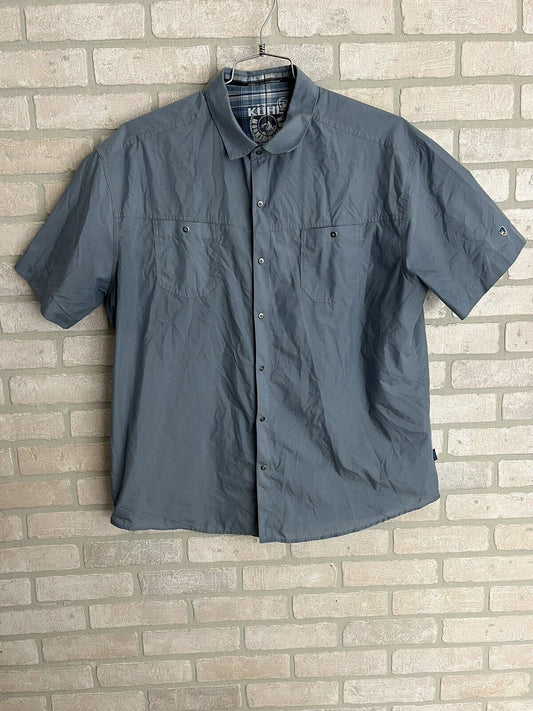 Kuhl Shirt Short Sleeve Sz XXL Western style Short Sleeve ￼Blue Outdoor