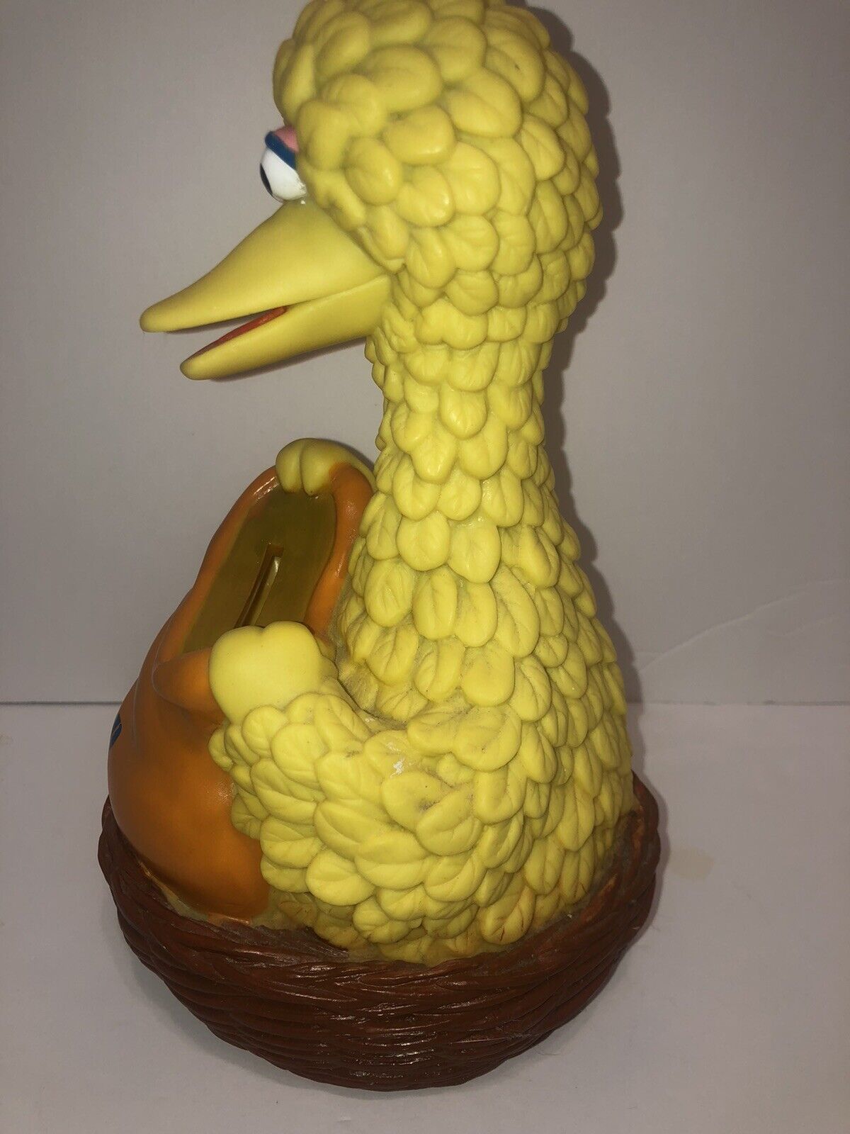 Vintage Sesame Street BIG BIRD Bird Seed Coin Money Plastic Bank 10" w/ Stopper