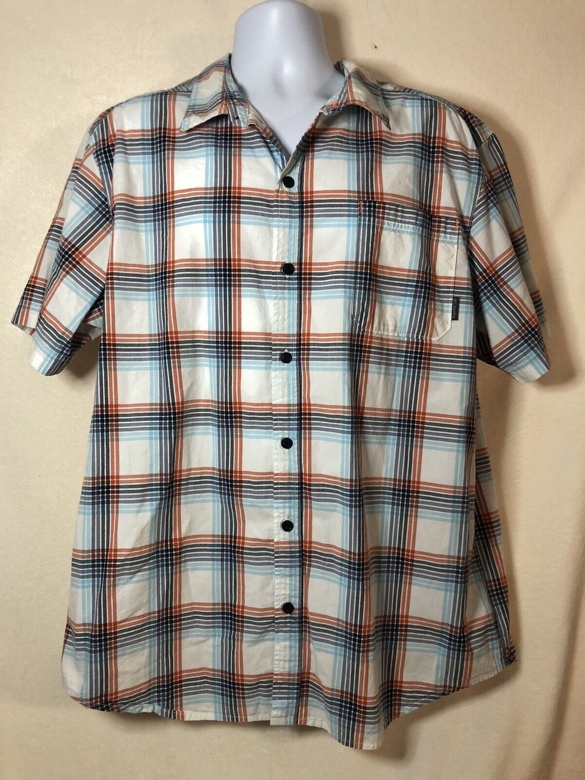 Columbia Button Up Shirt Adult XL Extra Large Multicolor ￼Plaid Short Sleeve Men