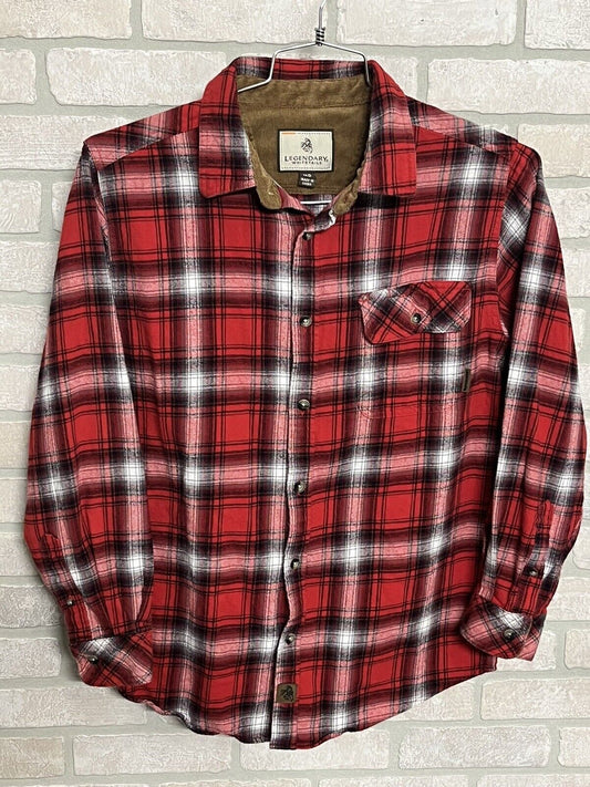 Legendary Whitetails Flannel Shirt Mens Size M/D Red Button Up Long Sleeve Plaid