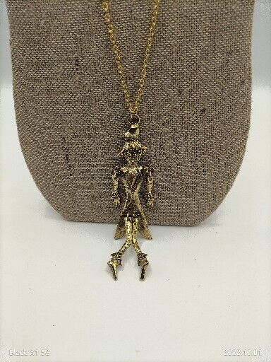 Vintage Scarecrow Gold Tone Movable Articulated Figural Fall Jewelry Necklace