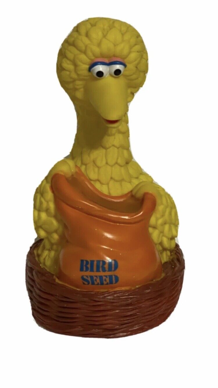 Vintage Sesame Street BIG BIRD Bird Seed Coin Money Plastic Bank 10" w/ Stopper