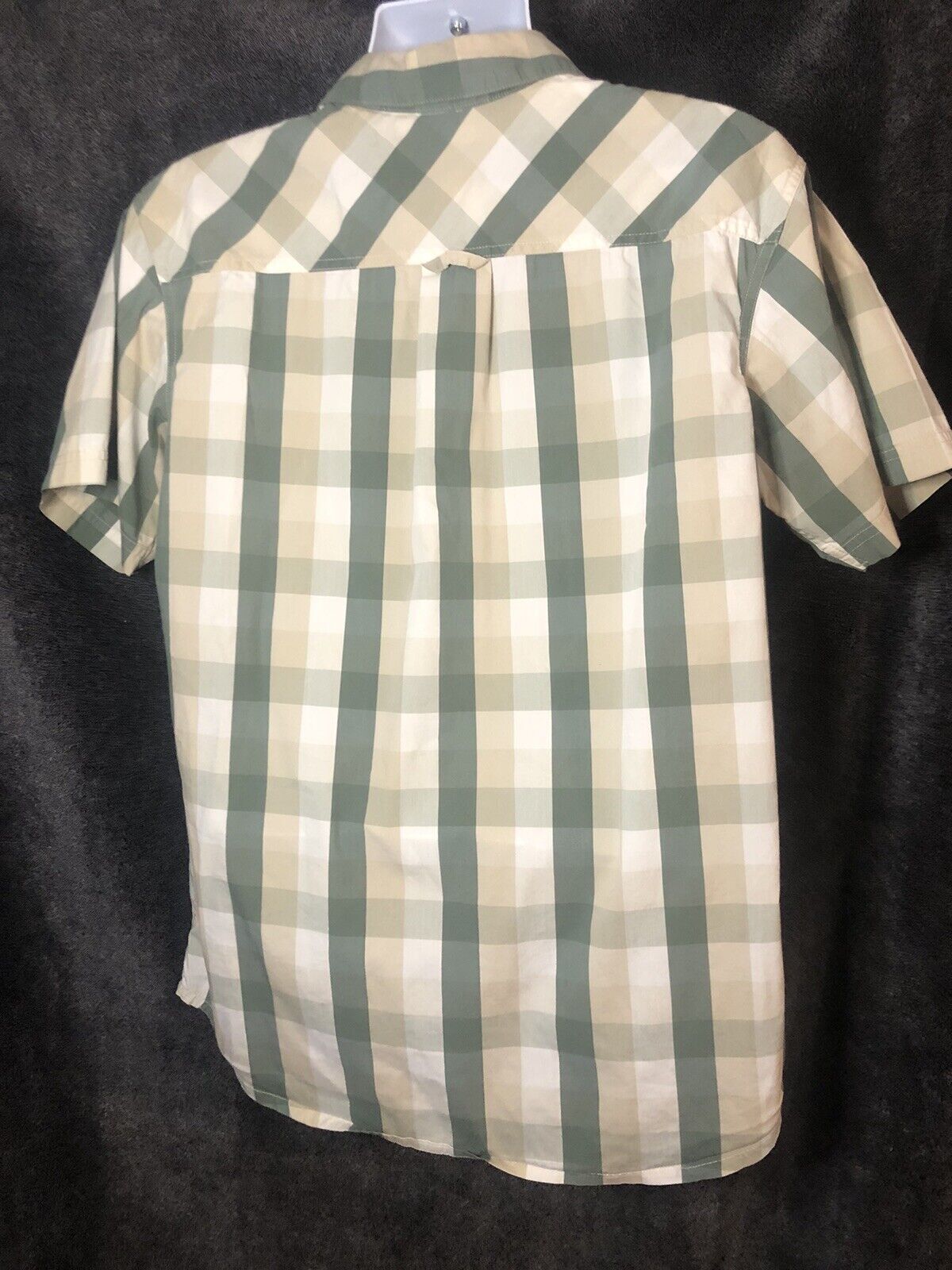 Columbia Mens Medium Button Up Shirt Short Sleeve Plaid Earth Green Omni-wick