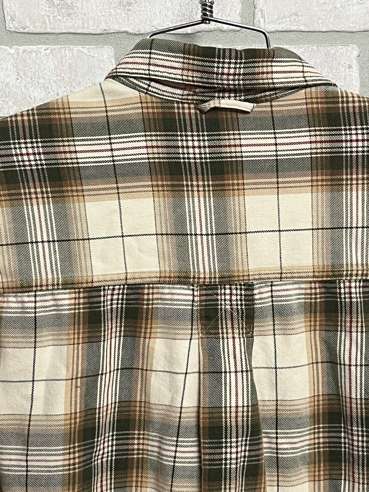 Eddie Bauer Flannel Shirt Mens XL Brown Plaid Button Up Long Sleeve Outdoor Work