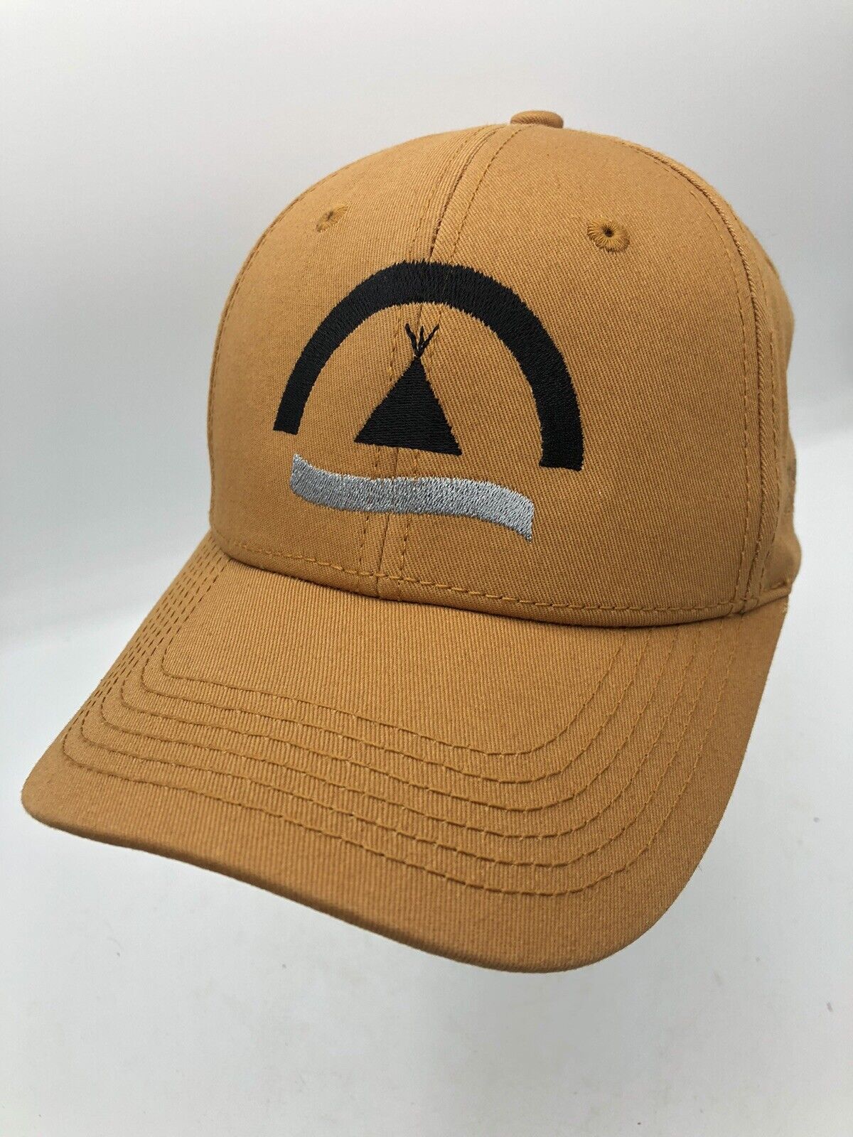 Native American Tepee Logo Truckers Hat Adjustable Brown Snapback￼