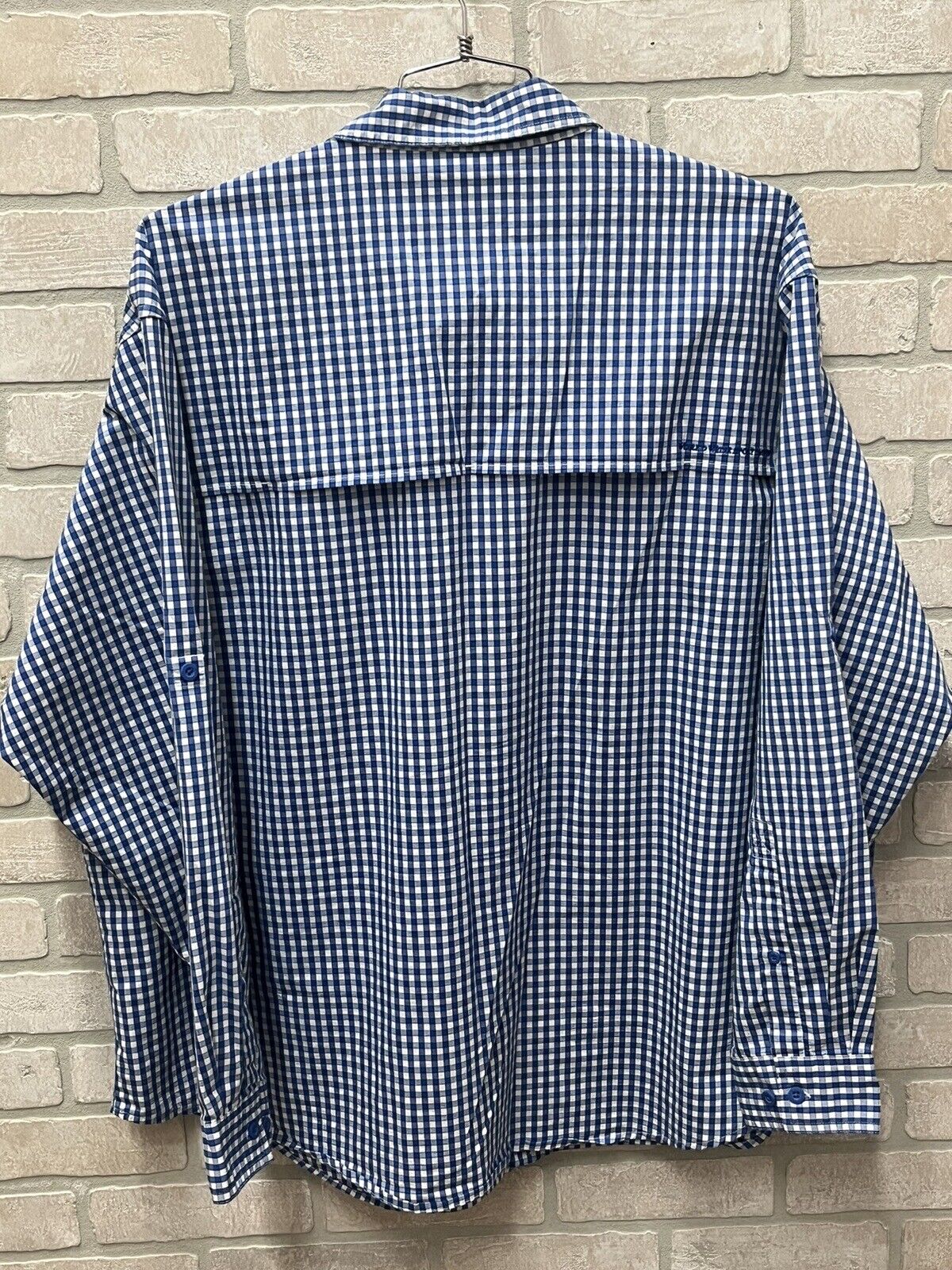 World Wide Sportsman Mens Fishing Shirt 3XL Blue White Check Long Sleeve Vented