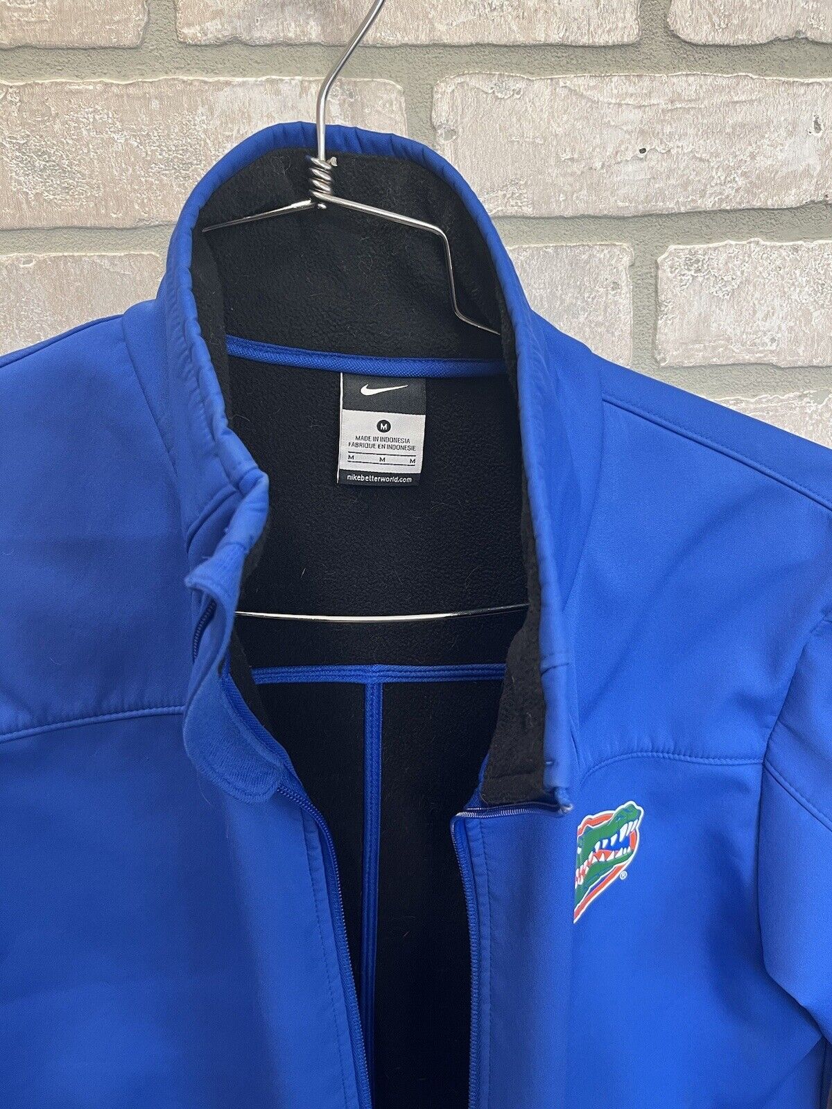 Florida Gators nike Fleece Jacket Coat Sz M Blue Gator Logo Nike Check